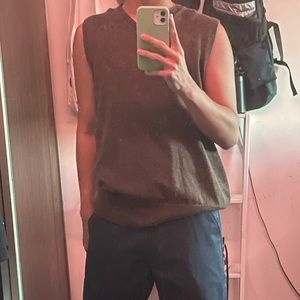 brown sweater vest!